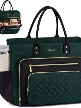 Laptop Tote Bag for Women With Large Cup Holder, Work Bags Teacher Nurse Compute